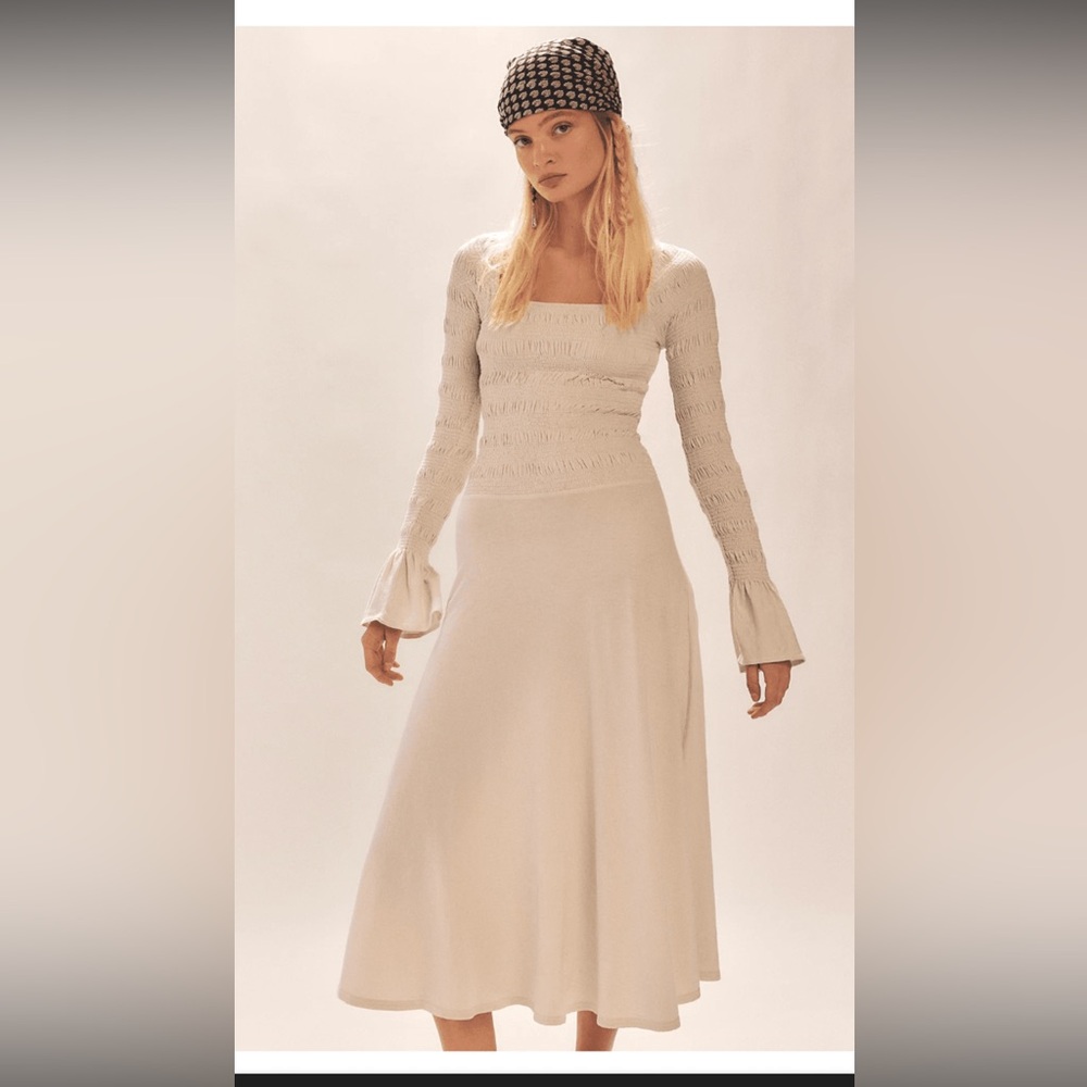 Free People Kiera Cream Midi Dress NWT size S - stretchy